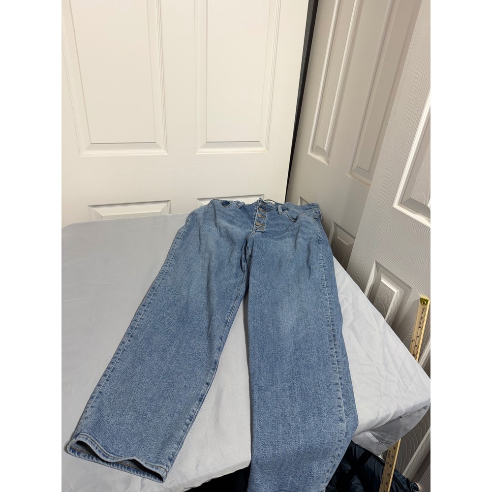 Madewell The Perfect Vintage Straight Jean Button Fly Blue Denim Size 32